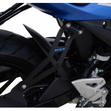 R&G Racing,Exhaust Hanger (Black) with Blue Logo and LHS Footrest Blanking Plate for Suzuki GSX-R125 / GSX-S125 ' 17-'21